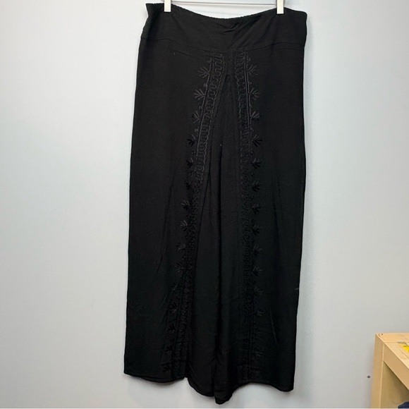 Embroidered Wide Leg Wrap Pants Boho Resort Style - Picture 2 of 16
